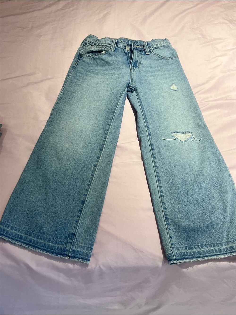 Old Navy Light Blue Wide-Leg Distressed Kids Jeans
